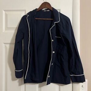 J Crew End on end cotton long sleeve pajama set Navy